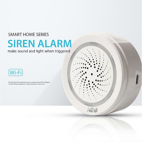 Smart Life WiFi Siren Alarm Högljudd med Stroboskopljus Varning för Hemsäkerhetssystem