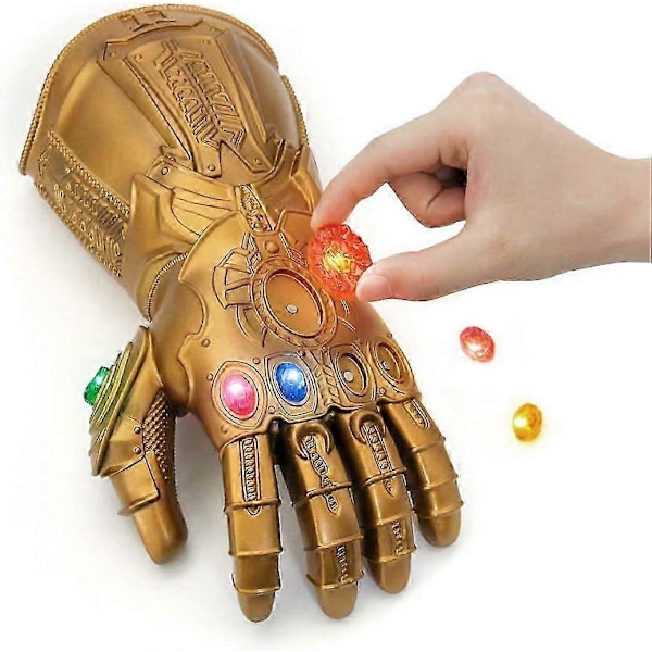 Infinity War Thanos Infinity Gauntlet elektronisella irrotettavalla hehkuvalla Infinity Stones Cosplay Halloween Prop PVC -käsineellä, yhteensopiva aikuisten kanssa