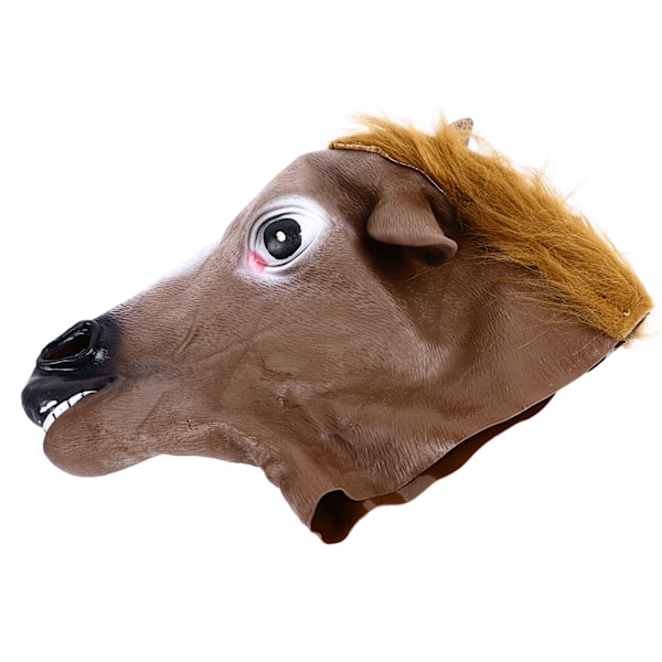 Brun hästmask, bekväm, hållbar, naturtrogen, festlig hästmask för cosplay och Halloween