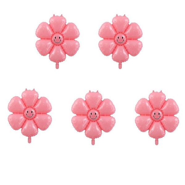 1/2/3/5 kpl Valkoisia Daisy-Kukka-Folioilmapalloja Plumeria Helium-Pallo Hääjuhliin Lasten Syntymäpäiväjuhliin Koristeluun Vauvakylpyyn Ins Kuva vaaleanpunainen pink 5pcs small