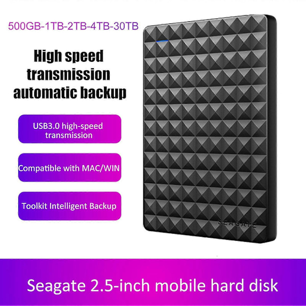 500GB/1TB/2TB/4TB/30TB HDD Kabinet Hurtig Overførsel Stor Kapacitet Data Lagring Micro USB3.0 Ekstern Harddisk Case 2TB