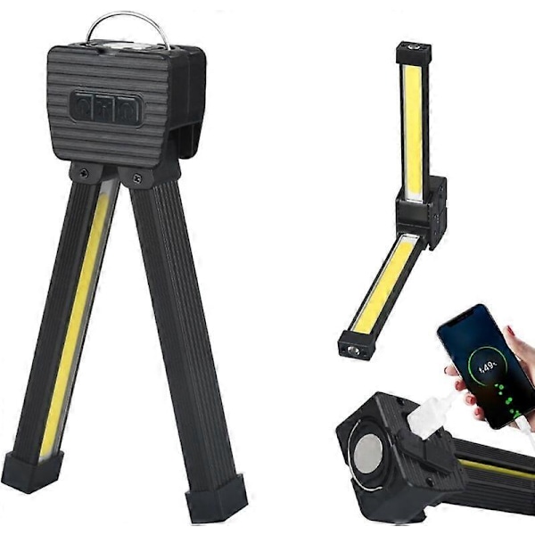 Gymlampa för posering, 7:e växeln dimning, bärbar magnetisk LED-ficklampa med krok