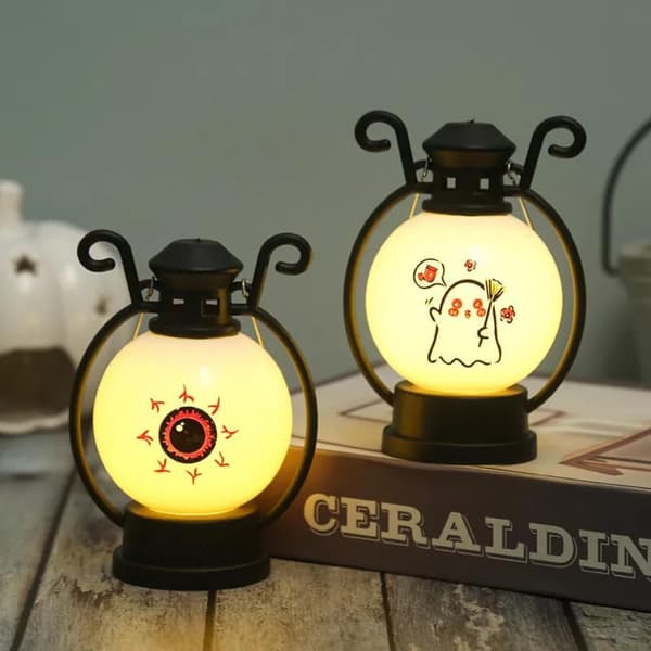 [KK] Mini Halloween-lanterne LED elektronisk lyslampe bærbare græskarlamper