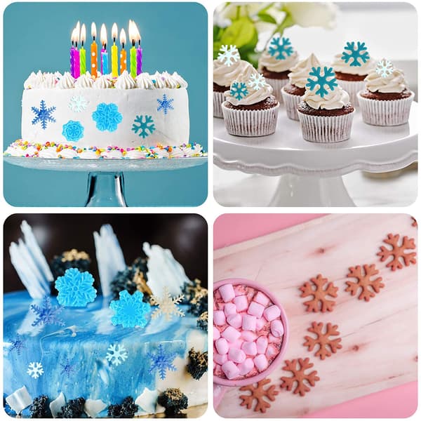 [KK] 6 pcs/set Food Grade Snowflake Fondant Cake Decorating Plastic Tools, Plunger Cutters, DIY Embossing Tools for Baking
