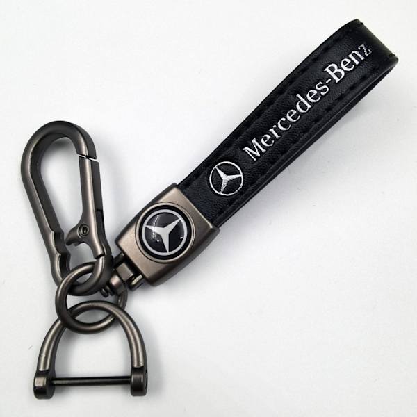 Læder Nøglering til Bil i Metal | Robust Nøglering | Nøglering og Krogbeslag Pistolfarvet Hardware Pistolfarvet Hardware Gun Color Hardware Mercedes