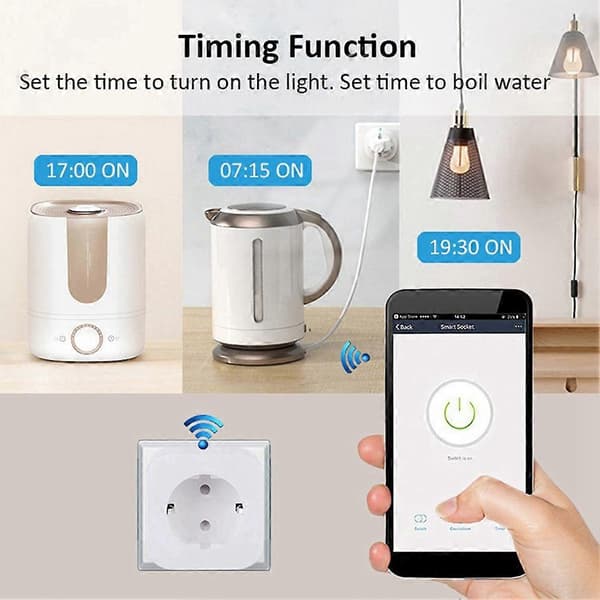 Tuya Smart Wifi Plugg EU 20A Smart Stikkontakt med Strømovervåking Energisparing Tidsstyring Fjernkontroll