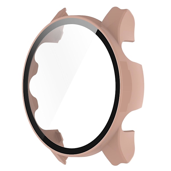 För Garmin Forerunner 255 Anti-repa Anti-fall Hårt PC Klockfodral Skyddande Skal med Härdat Glas Skärmskydd JU Pink