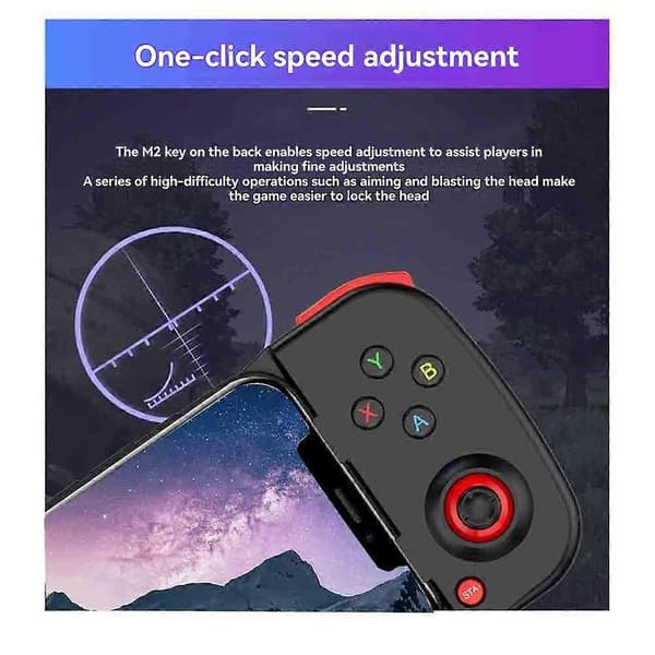 D3 Strækbar Mobil Spilcontroller 3D Joystick Bluetooth 5.0 Trådløs Gamepad til PUBG til IPhone IOS Android A Black