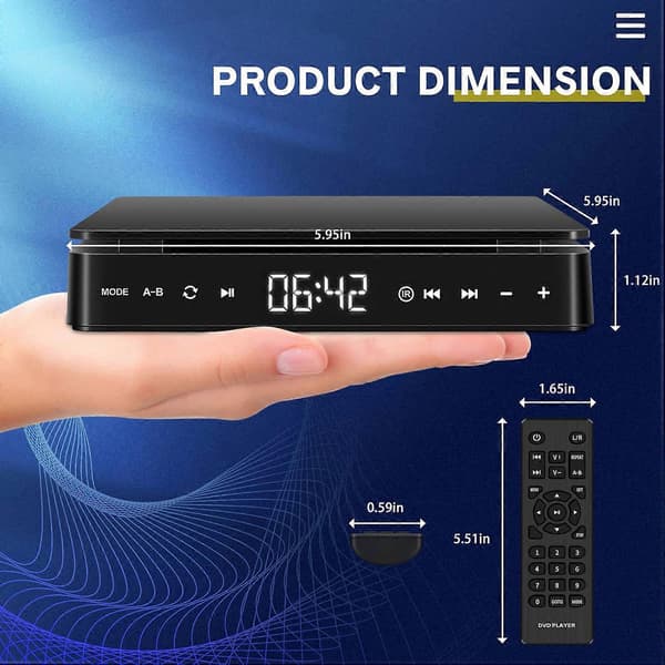 HD DVD/VCD-soitin kannettava videolaite monitoimisoitin 1080P Mini Anti-Skip DVD-soitin Black