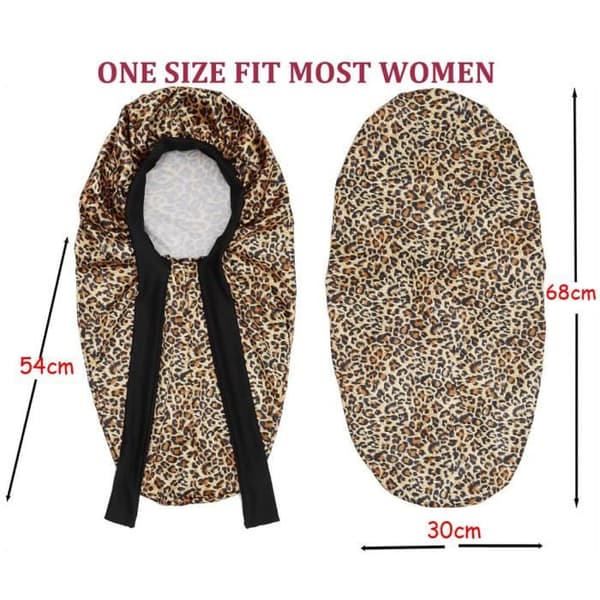 Nattlue - Sateng - Leopardmønster - Elastisk - Komfortabel - Hårbeskyttelse