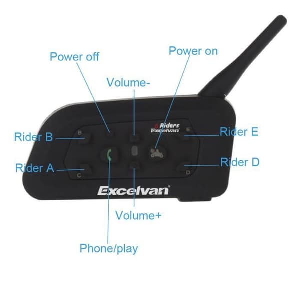 Bluetooth motorsykkel intercom - EXCELVAN - V6 - Pakke med 2 - Trådløs kommunikasjon - Vanntett