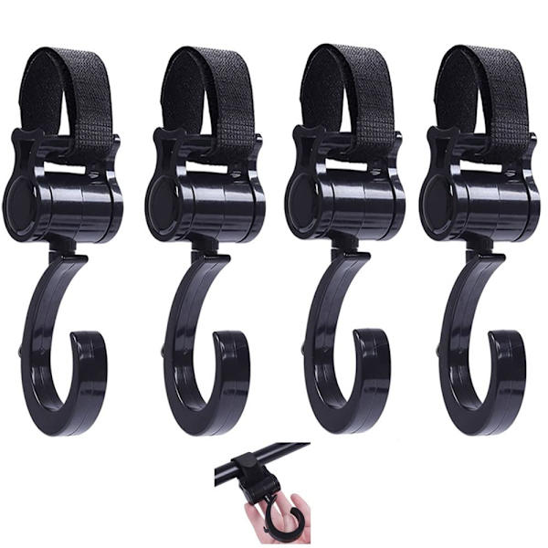 [KK] 4 Stroller Hooks Clips Stroller 360 Degree Rotating Stroller Shopping Hooks