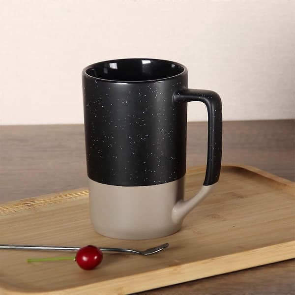 [KK] Large Coffee Mug, Two-Tone Large Ceramic Teacup with Large Handle with White Spots