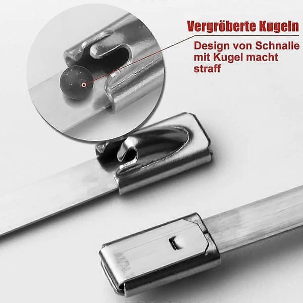 100 stk. kraftige kabelbindere, selvlåsende kabelbindere i rustfrit stål 4,6x300mm
