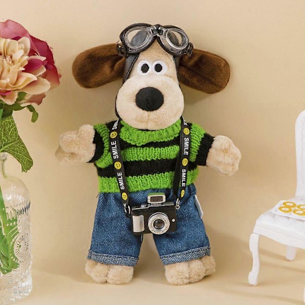 Gromit Plysch Valpleksak Animerad Tecknad Kort Plyschhund Heminredning Prydnadsdockor För Pojkar Flickor 3-6 År Green and black sweater