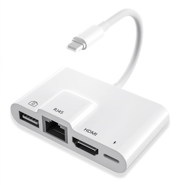 Lightning till RJ45 Ethernet OTG Digital AV-adapter HDMI LAN Trådbundet nätverk USB Hub 1080P Sync Screen Converter för iPad/iPhone 14~26423