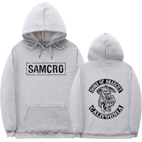 Sons Of Anarchy Samcro Huppari Kaksipuolinen Painettu Hupparipaita Yläosa Harmaa Grey XL