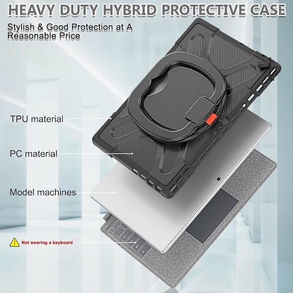 Til MicroSoft Surface Pro 4 / 5 / 6 / 7 TPU + PC Tablet Cover Black