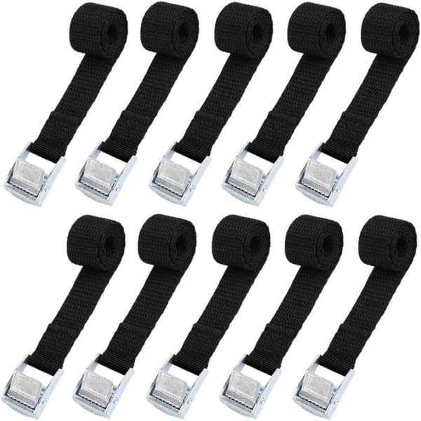 10 stk. kloremme surringsrem fastgørelsesrem - Sort - 2*39CM