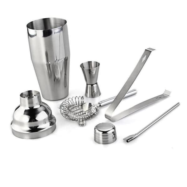 Barudstyr - 5 dele - Rustfrit stål - 750 ml Shaker - 20/40 ml Jigger - 17,5 cm Si