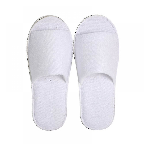 10 par spa-slippers med åben tå, hvide spa-hotel gæsteslippers, passer til de fleste mænd og kvinder