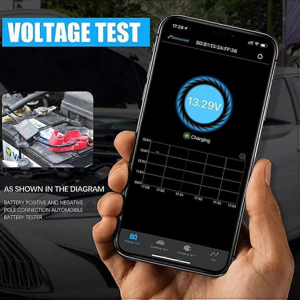 Bluetooth BM2 12V Batterimonitor til Android IOS Telefon Black