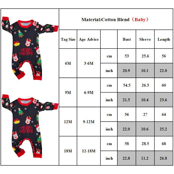 Matchande familjepyjamas set Julpyjamas jammies sovkläder Baby Baby 12M