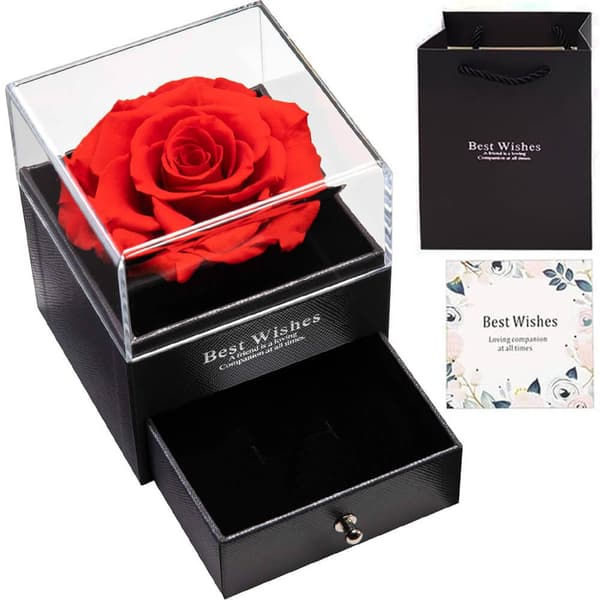 [KK] 【jia】Gaveæske til smykker med evig rose sort black