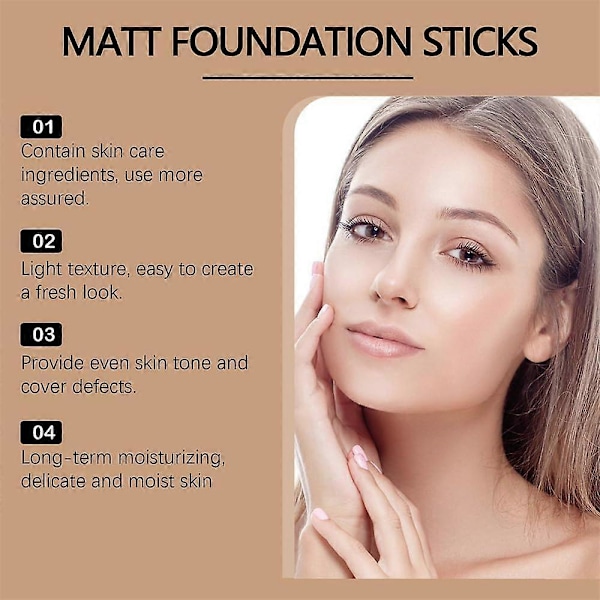 Foundation Stick for Ansikt, Multi-Bruk Foundation Stick med Innebygd Foundationkost, Lett Byggbar Medium til Full Dekning Color 01