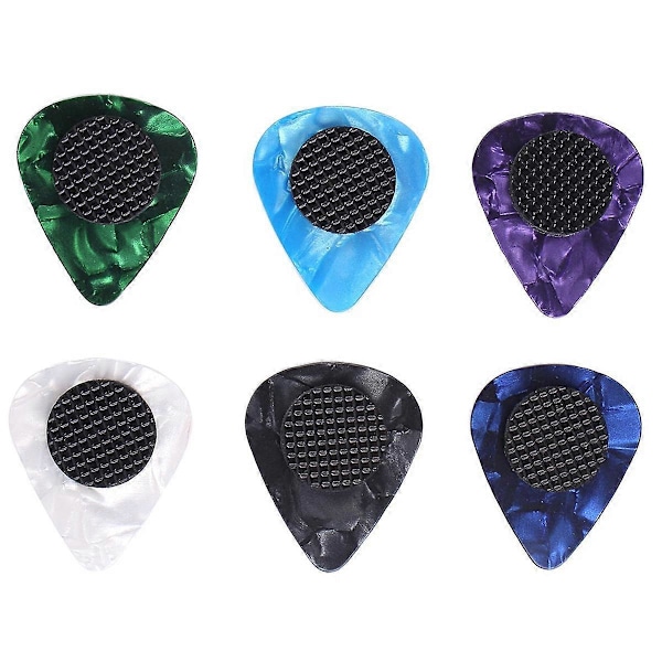 60-pack Gitarrplektrum Halkfria Grepp Självhäftande Gitarrplektrumgrepp för Gitarrbas Ukulele Mandolin black
