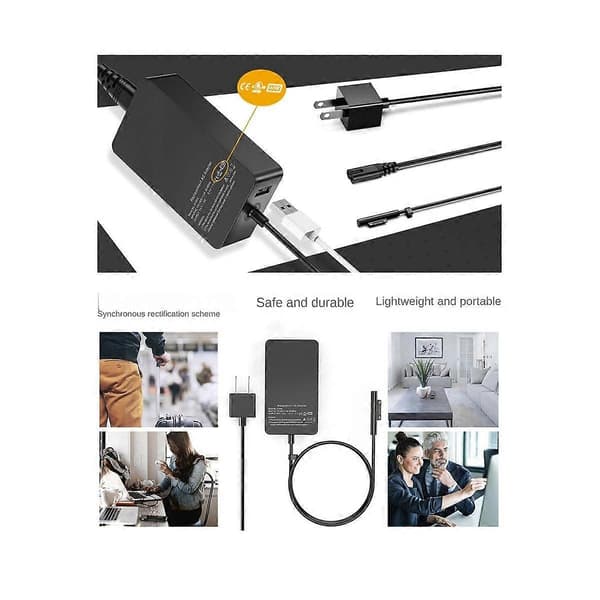 65W 15V 4A strømadapterlader for Pro 7 6 5 4 3 bærbar PC-laderadapter JP-plugg Black