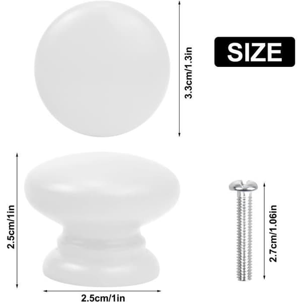 Skåpsknoppar - ZVD - Modern design - Vit - 33mm - 8-pack