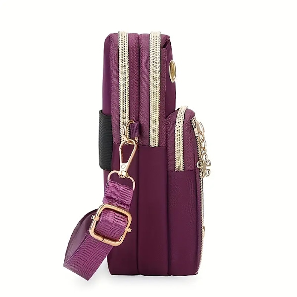 Dam Mini Crossbody Väska för Mobiltelefon - Trendig Nylon Axelväska med Myntplånbok och Plånbok