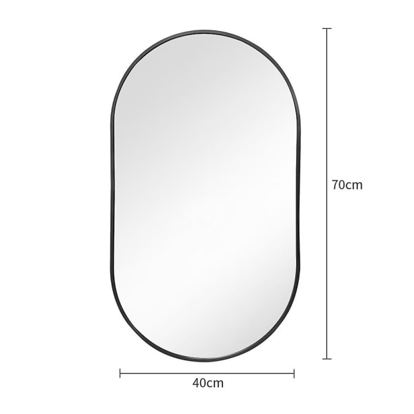 Svart 70cm Oval Badrumssminkspegel Väggspegel
