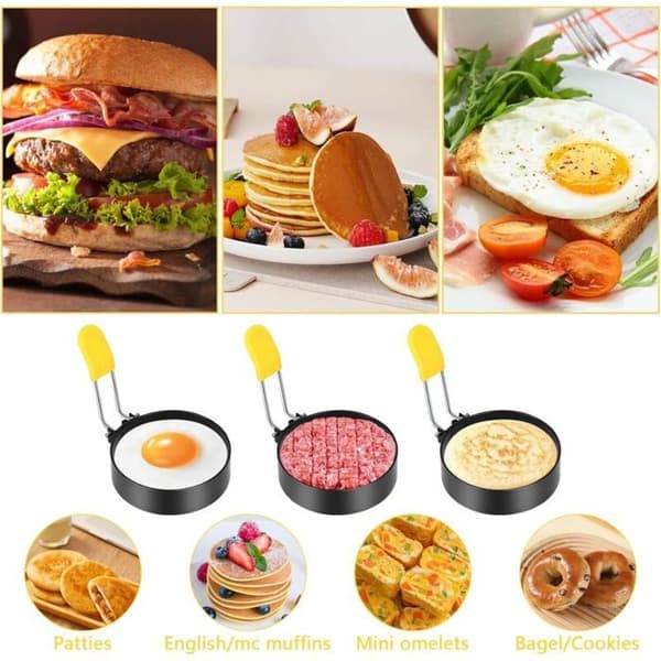Non-stick eggeringer - Sett med 4 - Diameter 7,7 cm - Non-stick belegg