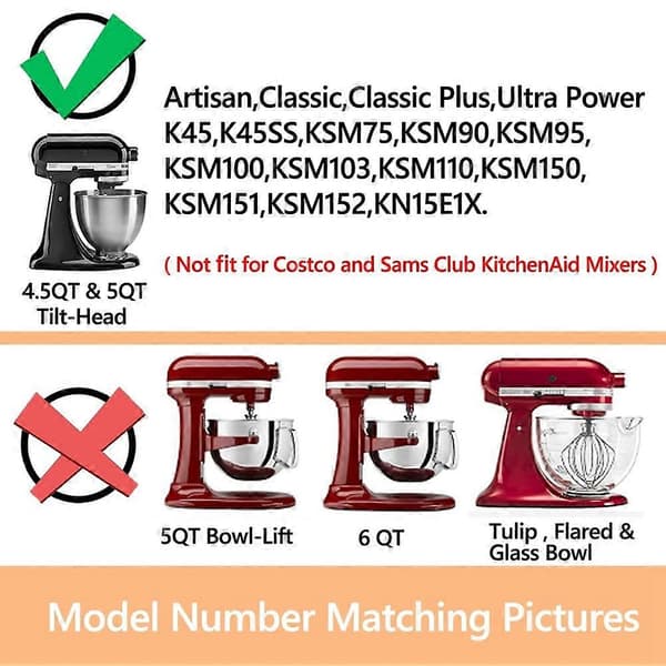 Til røremaskine til 4,5-5 Qt. -Head Stand Mixers K45B/K5THCB/K5THBS Paddle Tilbehør Silver