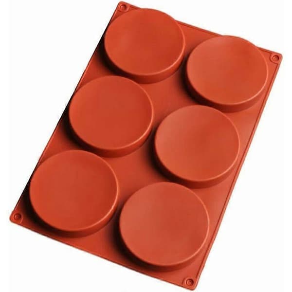 Sæt med 2 store silikonekageforme 6-hulrum runde harpiksbageforme non-stick kageforme til mousse, kager