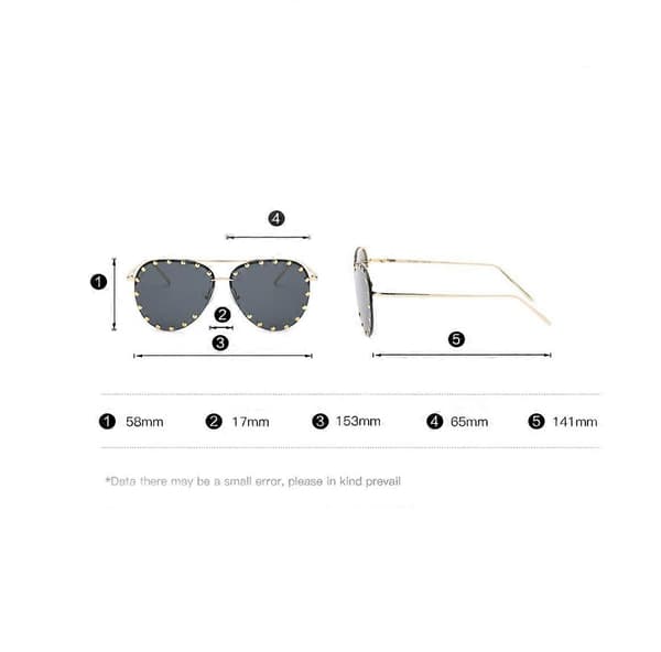 SSRGV Kvinnor Ramlösa Oversized Studded Solglasögon Gradient Lins Nit Mode Gold frame Double-grey board