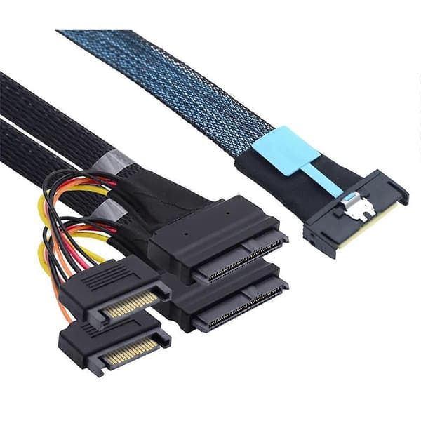 SAS MCIO 8i 74P till 2XSFF 8639+15P Adapterkabel 0.5m