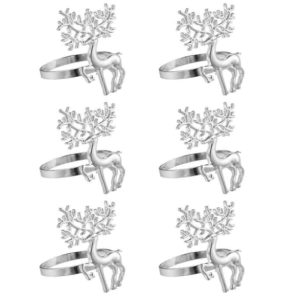 Jule servietring med hjortedesign, legering, 6 stk.