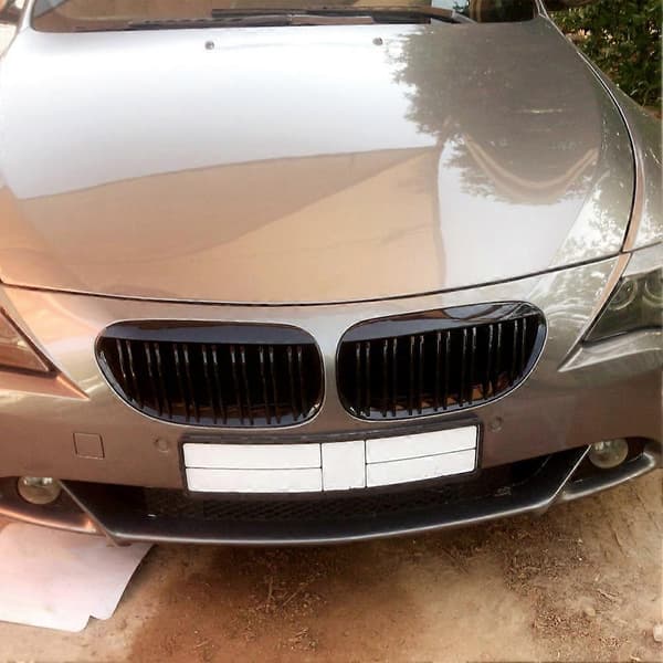 Front Kidney Bumper Grill Grill Dobbel Linje for 6-serie E63 E64 2004-2010 Racing Grill Tilbehør Glossy Black