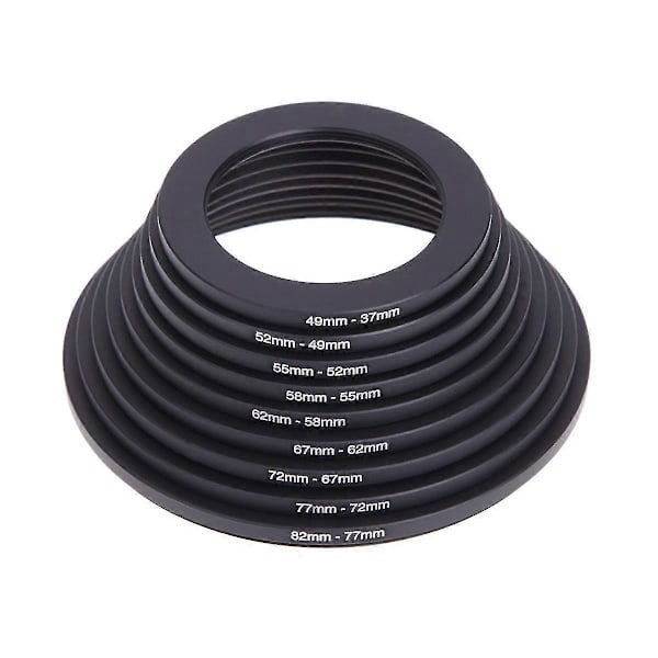 18 kpl 37-82 mm objektiivin kameran kiinnitysrengas suodatinadapterisarja valokuvausmuunnintarvikkeet alas helppo Black