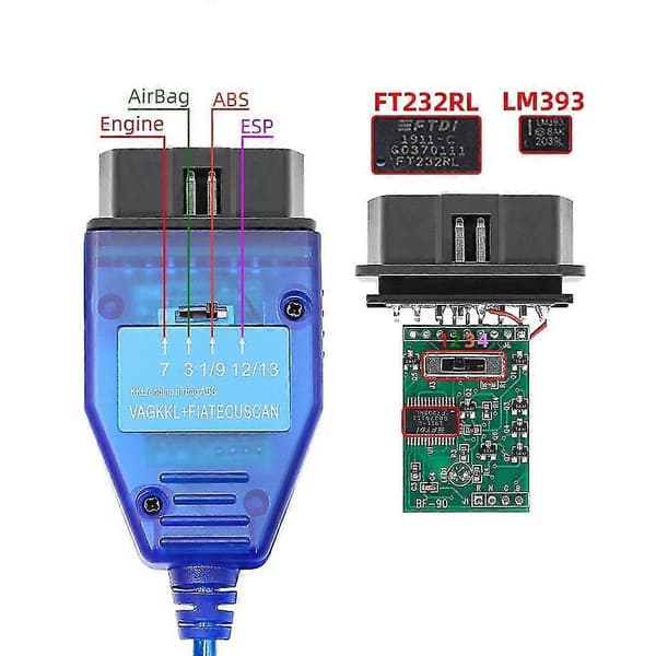 409.1 KKL 409 FTDI FT232RL OBD2 Bildiagnoseværktøjer Interfaces Kabel