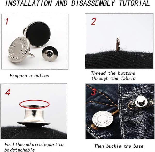 Avtakbare jeansknapper 10-pakning Perfect Fit Button