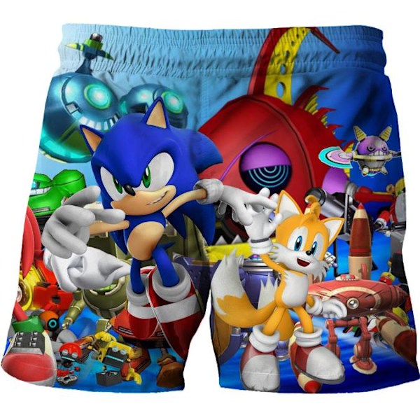 Drengebadebukser med 3D Sonic the Hedgehog - Badeshorts til børn - Sommerferiebukser B B 140cm