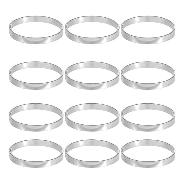 12 st gyllene servettringar i metall med cirkeldesign Silver 12pcs
