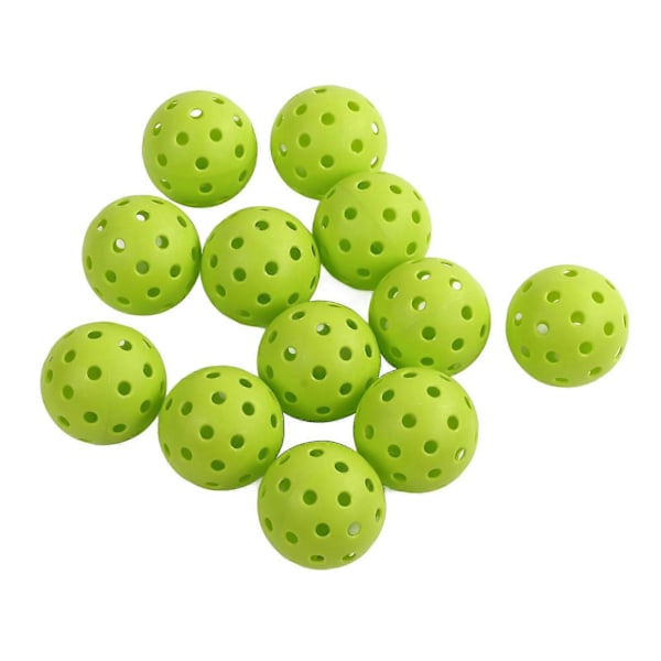 12 st 74mm 40 Hål Pickleballs PE Plast Hög Elasticitet Pickleball Utomhus Hålbollar-Excellence Green
