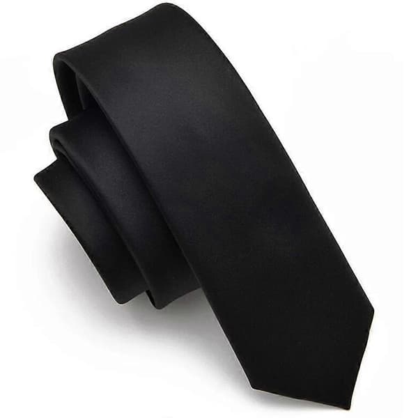 Svartpakket 8 cm glidelåsslips for menn, justerbart formelt polyesterhalsslips