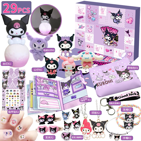 Julekalender Blind Box Set DIY Avslapping og Stressavlastende Leke 24-Dagers Nedtelling Gaveboks Hello Kitty