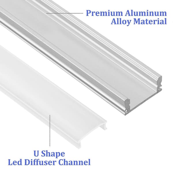 LED-kanalsystem sølv aluminium U-formet hus til beskyttelse 4 sæt